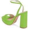 imageFSJ Women Classic Open Toe Chunky High Heel Platform Sandals Ankle Strap Single Band Dress Shoes Size 415 USGreen