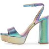 imageFSJ Women Classic Open Toe Chunky High Heel Platform Sandals Ankle Strap Single Band Dress Shoes Size 415 USLaser Color
