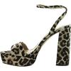 imageFSJ Women Classic Open Toe Chunky High Heel Platform Sandals Ankle Strap Single Band Dress Shoes Size 415 USLeopart