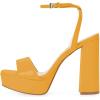 imageFSJ Women Classic Open Toe Chunky High Heel Platform Sandals Ankle Strap Single Band Dress Shoes Size 415 USOrange