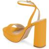 imageFSJ Women Classic Open Toe Chunky High Heel Platform Sandals Ankle Strap Single Band Dress Shoes Size 415 USOrange