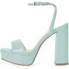 imageFSJ Women Classic Open Toe Chunky High Heel Platform Sandals Ankle Strap Single Band Dress Shoes Size 415 USPale Turquoise