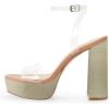 imageFSJ Women Classic Open Toe Chunky High Heel Platform Sandals Ankle Strap Single Band Dress Shoes Size 415 USPeruespadrille