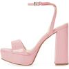 imageFSJ Women Classic Open Toe Chunky High Heel Platform Sandals Ankle Strap Single Band Dress Shoes Size 415 USPink