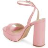 imageFSJ Women Classic Open Toe Chunky High Heel Platform Sandals Ankle Strap Single Band Dress Shoes Size 415 USPink