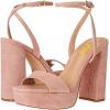 imageFSJ Women Classic Open Toe Chunky High Heel Platform Sandals Ankle Strap Single Band Dress Shoes Size 415 USPink Suede