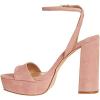 imageFSJ Women Classic Open Toe Chunky High Heel Platform Sandals Ankle Strap Single Band Dress Shoes Size 415 USPink Suede