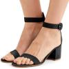 imageFSJ Women Faux Suede Basic Open Toe Sandals Block Chunky Heels Ankle Strap Pumps 415 USBlack