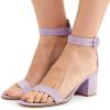 imageFSJ Women Faux Suede Basic Open Toe Sandals Block Chunky Heels Ankle Strap Pumps 415 USLavender