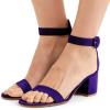 imageFSJ Women Faux Suede Basic Open Toe Sandals Block Chunky Heels Ankle Strap Pumps 415 USPurple