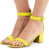 imageFSJ Women Faux Suede Basic Open Toe Sandals Block Chunky Heels Ankle Strap Pumps 415 USYellow