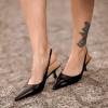 imageFSJ Womens Mid Kitten Heel Slingback Sandal Pointy Toe Sexy Pumps Comfortable Dress Party Walking Shoes Size 415 USBlack
