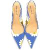 imageFSJ Womens Mid Kitten Heel Slingback Sandal Pointy Toe Sexy Pumps Comfortable Dress Party Walking Shoes Size 415 USBlue Daisy