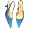 imageFSJ Womens Mid Kitten Heel Slingback Sandal Pointy Toe Sexy Pumps Comfortable Dress Party Walking Shoes Size 415 USBlue Glitter
