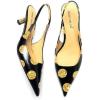 imageFSJ Womens Mid Kitten Heel Slingback Sandal Pointy Toe Sexy Pumps Comfortable Dress Party Walking Shoes Size 415 USGolden Dot