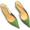 imageFSJ Womens Mid Kitten Heel Slingback Sandal Pointy Toe Sexy Pumps Comfortable Dress Party Walking Shoes Size 415 USGreen