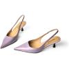 imageFSJ Womens Mid Kitten Heel Slingback Sandal Pointy Toe Sexy Pumps Comfortable Dress Party Walking Shoes Size 415 USLavender