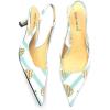 imageFSJ Womens Mid Kitten Heel Slingback Sandal Pointy Toe Sexy Pumps Comfortable Dress Party Walking Shoes Size 415 USMint Green Striped