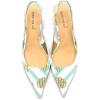 imageFSJ Womens Mid Kitten Heel Slingback Sandal Pointy Toe Sexy Pumps Comfortable Dress Party Walking Shoes Size 415 USMint Green Striped