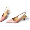 imageFSJ Womens Mid Kitten Heel Slingback Sandal Pointy Toe Sexy Pumps Comfortable Dress Party Walking Shoes Size 415 USPink