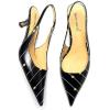 imageFSJ Womens Mid Kitten Heel Slingback Sandal Pointy Toe Sexy Pumps Comfortable Dress Party Walking Shoes Size 415 USPoint and Lines