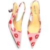 imageFSJ Womens Mid Kitten Heel Slingback Sandal Pointy Toe Sexy Pumps Comfortable Dress Party Walking Shoes Size 415 USRed Lips