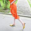 imageFSJ Womens Mid Kitten Heel Slingback Sandal Pointy Toe Sexy Pumps Comfortable Dress Party Walking Shoes Size 415 USYellow