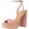 imageFSJ Women Classic Open Toe Chunky High Heel Platform Sandals Ankle Strap Single Band Dress Shoes Size 415 USPink Suede