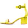 imageFSJ Women Faux Suede Basic Open Toe Sandals Block Chunky Heels Ankle Strap Pumps 415 USYellow