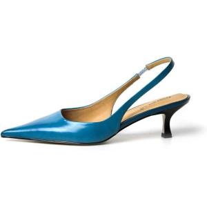 imageFSJ Womens Mid Kitten Heel Slingback Sandal Pointy Toe Sexy Pumps Comfortable Dress Party Walking Shoes Size 415 USBlue