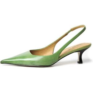 imageFSJ Womens Mid Kitten Heel Slingback Sandal Pointy Toe Sexy Pumps Comfortable Dress Party Walking Shoes Size 415 USGreen
