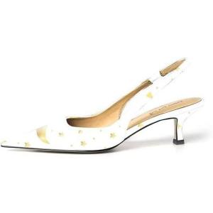 imageFSJ Womens Mid Kitten Heel Slingback Sandal Pointy Toe Sexy Pumps Comfortable Dress Party Walking Shoes Size 415 USMoon and Stars