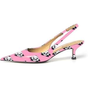 imageFSJ Womens Mid Kitten Heel Slingback Sandal Pointy Toe Sexy Pumps Comfortable Dress Party Walking Shoes Size 415 USPink Panda