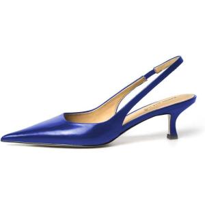 imageFSJ Womens Mid Kitten Heel Slingback Sandal Pointy Toe Sexy Pumps Comfortable Dress Party Walking Shoes Size 415 USRoyal Blue