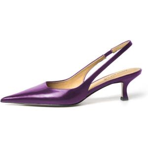 imageFSJ Womens Mid Kitten Heel Slingback Sandal Pointy Toe Sexy Pumps Comfortable Dress Party Walking Shoes Size 415 USViolet
