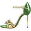 imageFSJ Women Chic Stiletto High Heel Sandal Open Toe Ankle Strap Buckled Colorful Wedding Dress Pump Size 415 USGreen