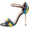 imageFSJ Women Chic Stiletto High Heel Sandal Open Toe Ankle Strap Buckled Colorful Wedding Dress Pump Size 415 USMulticolour1