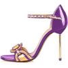 imageFSJ Women Chic Stiletto High Heel Sandal Open Toe Ankle Strap Buckled Colorful Wedding Dress Pump Size 415 USPurple