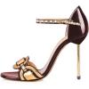 imageFSJ Women Chic Stiletto High Heel Sandal Open Toe Ankle Strap Buckled Colorful Wedding Dress Pump Size 415 USWine Red