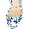 imageFSJ Women Comfy Open Toe Summer Sandal Ankle Strap Kitten Mid Heels Shoes Patent Leather Size 415 USBlue Floral