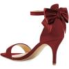 imageFSJ Women Comfy Open Toe Summer Sandal Ankle Strap Kitten Mid Heels Shoes Patent Leather Size 415 USDark Redbow