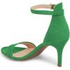 imageFSJ Women Comfy Open Toe Summer Sandal Ankle Strap Kitten Mid Heels Shoes Patent Leather Size 415 USGreensuede