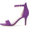 imageFSJ Women Comfy Open Toe Summer Sandal Ankle Strap Kitten Mid Heels Shoes Patent Leather Size 415 USPurplesuede