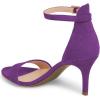 imageFSJ Women Comfy Open Toe Summer Sandal Ankle Strap Kitten Mid Heels Shoes Patent Leather Size 415 USPurplesuede