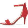 imageFSJ Women Comfy Open Toe Summer Sandal Ankle Strap Kitten Mid Heels Shoes Patent Leather Size 415 USRedsuede
