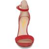 imageFSJ Women Comfy Open Toe Summer Sandal Ankle Strap Kitten Mid Heels Shoes Patent Leather Size 415 USRedsuede