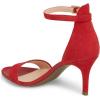 imageFSJ Women Comfy Open Toe Summer Sandal Ankle Strap Kitten Mid Heels Shoes Patent Leather Size 415 USRedsuede