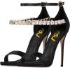 imageFSJ Women Sexy Single Band Open Toe Stiletto High Heel Sandals Rhinestone Ankle Strap Side Buckle Party Dress Shoes Size 415 USBlack
