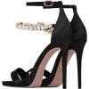 imageFSJ Women Sexy Single Band Open Toe Stiletto High Heel Sandals Rhinestone Ankle Strap Side Buckle Party Dress Shoes Size 415 USBlack