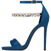 imageFSJ Women Sexy Single Band Open Toe Stiletto High Heel Sandals Rhinestone Ankle Strap Side Buckle Party Dress Shoes Size 415 USBlue
